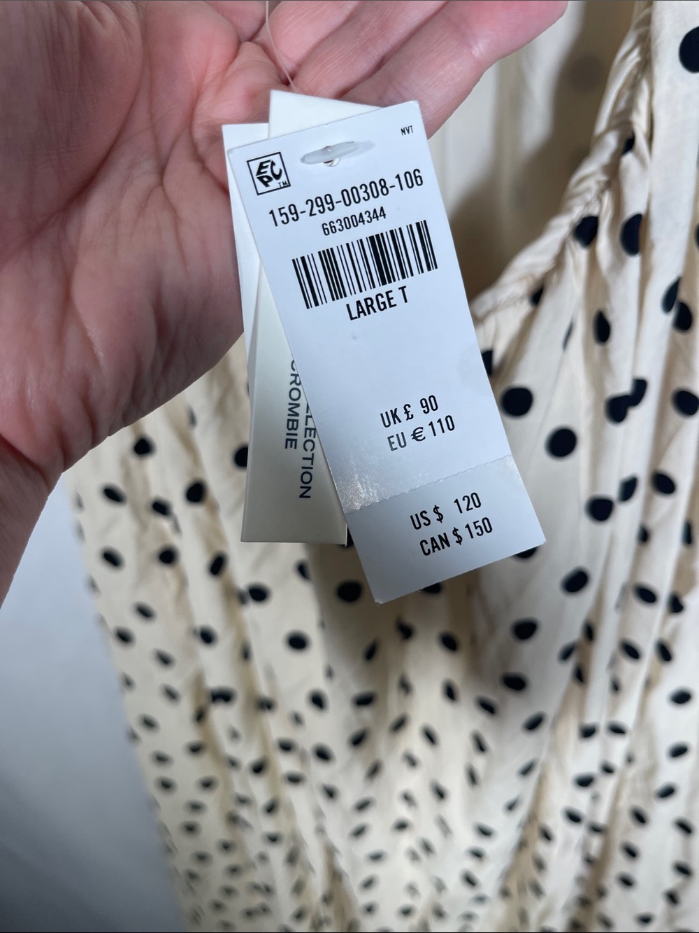 Abercrombie & Fitch Cream Maxi Dress with Black Polka Dot - Picture 4 of 8